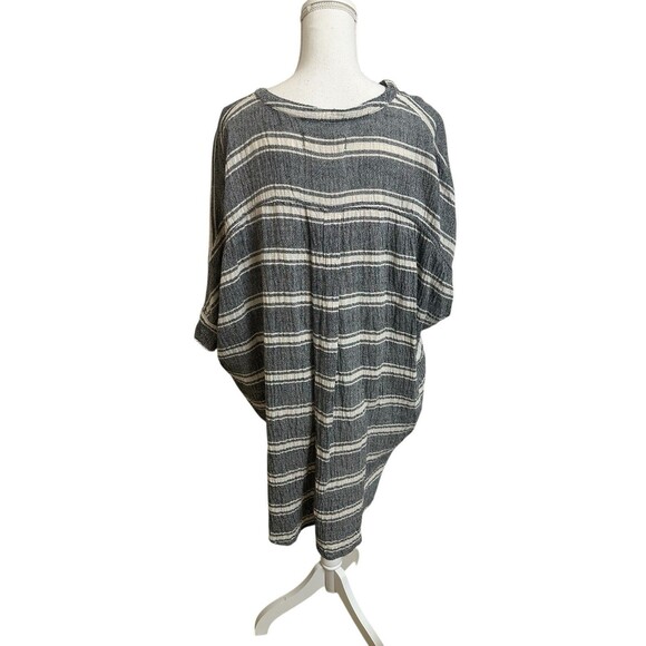 Free People Women's XS Extra Small Linen Blend Stripe Oversize Tunic Shirt Top - Picture 3 of 8